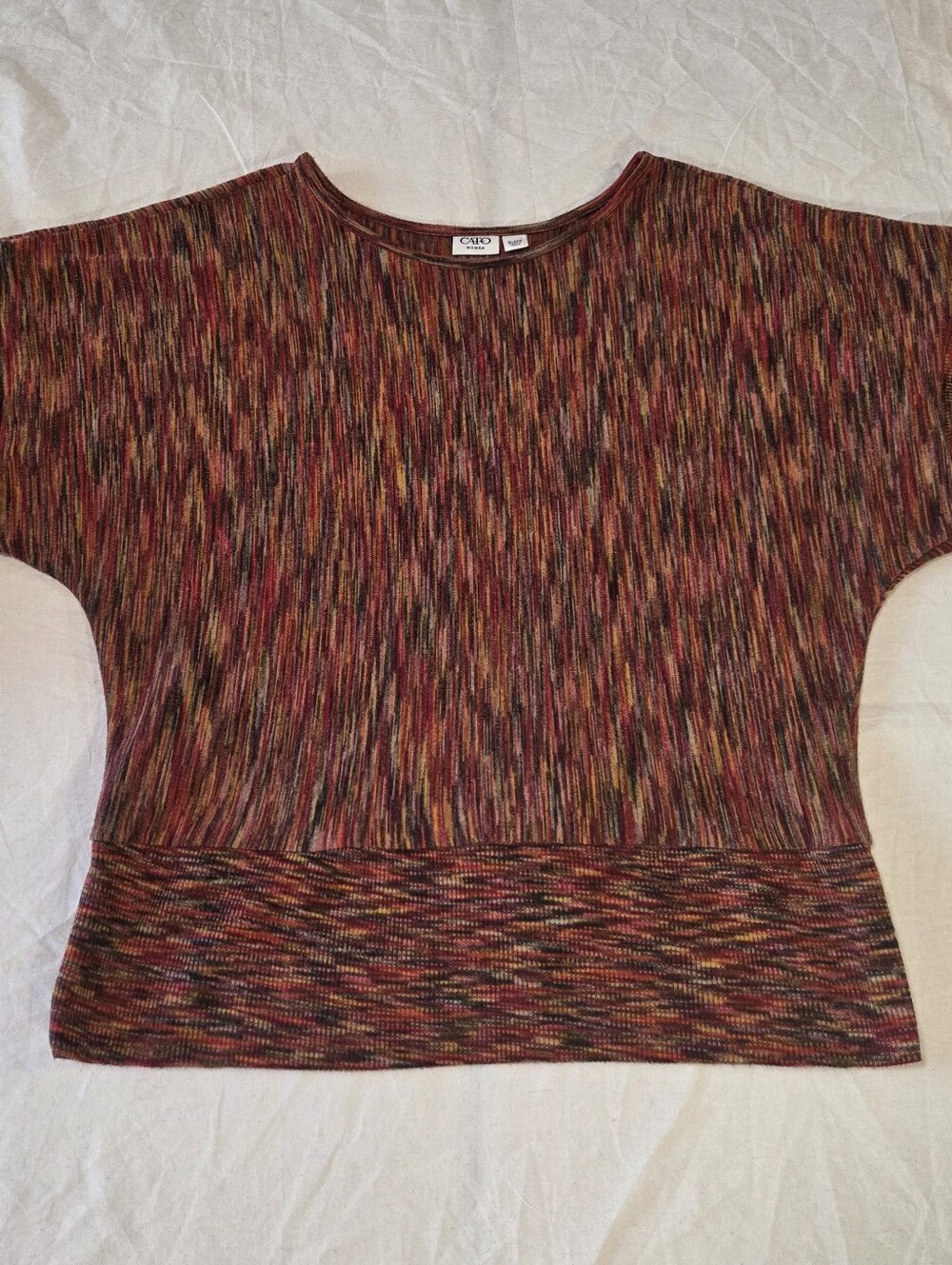 Cato Woman Multicolor Space Dye Dolman Sleeve Knit Top - Size 18/20W